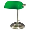 Alera Banker's Lamp, Green Glass Shade, 10.5"w x 11"d x 13"h, Antique Brass ALELMP557AB